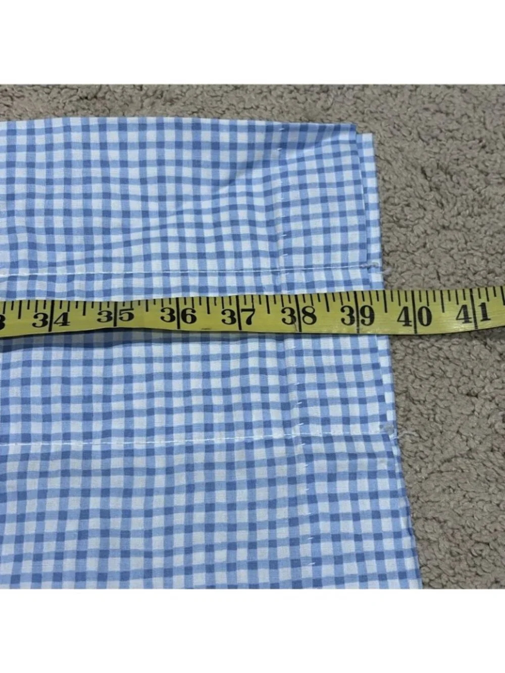 VTG 2 Blue & White Gingham Swag Curtain 39